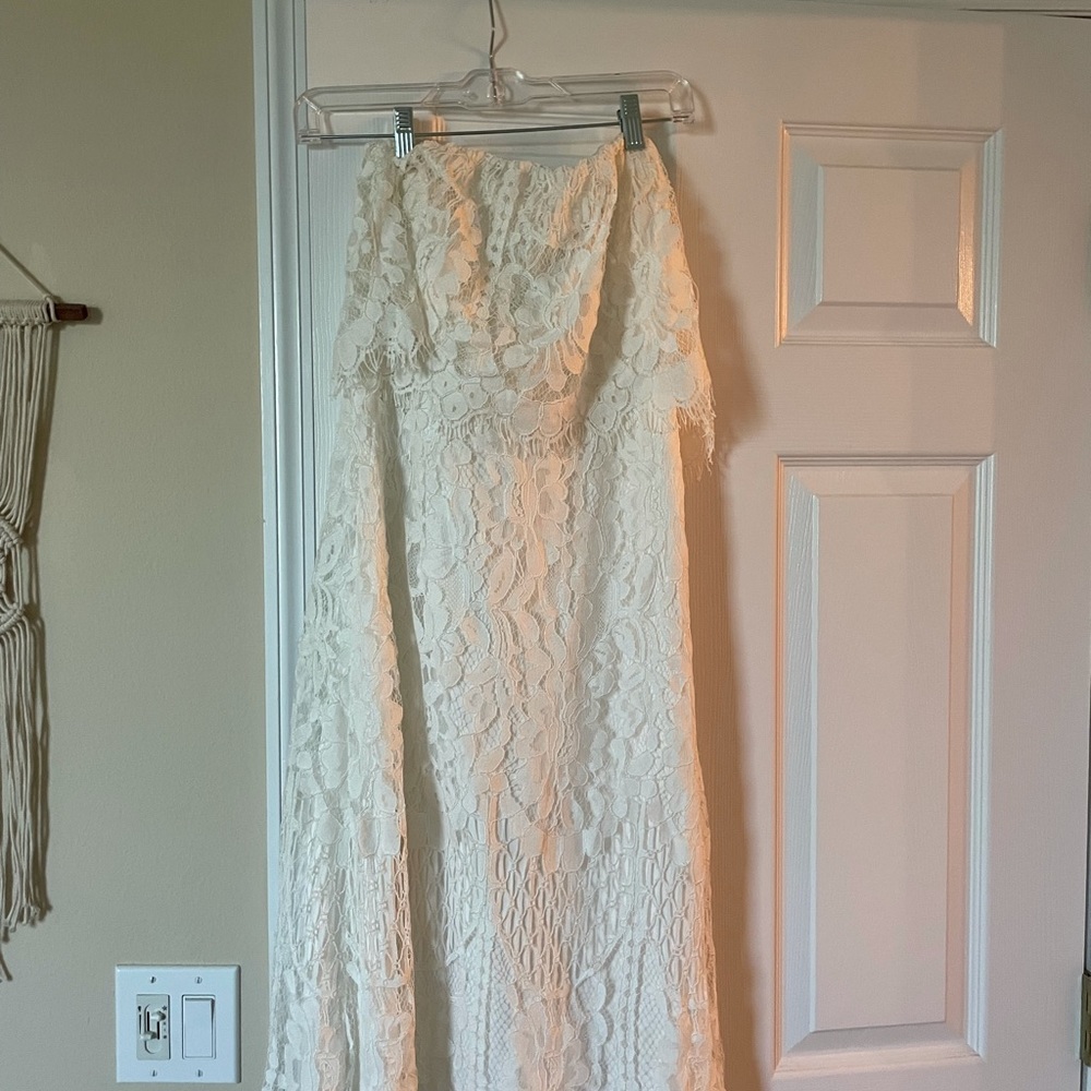 Lulus Delia white lace strapless dress - Picture 6 of 7